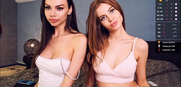  Horny camgirls naked , topless compare their boobs